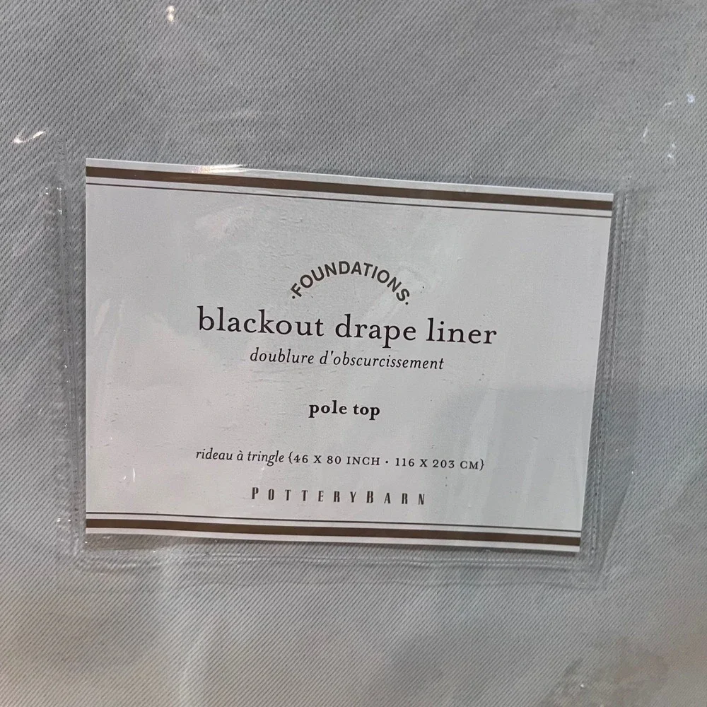 Pottery Barn Foundations Blackout Drape Liner Pole Top 46x80 Light Gray 4900247